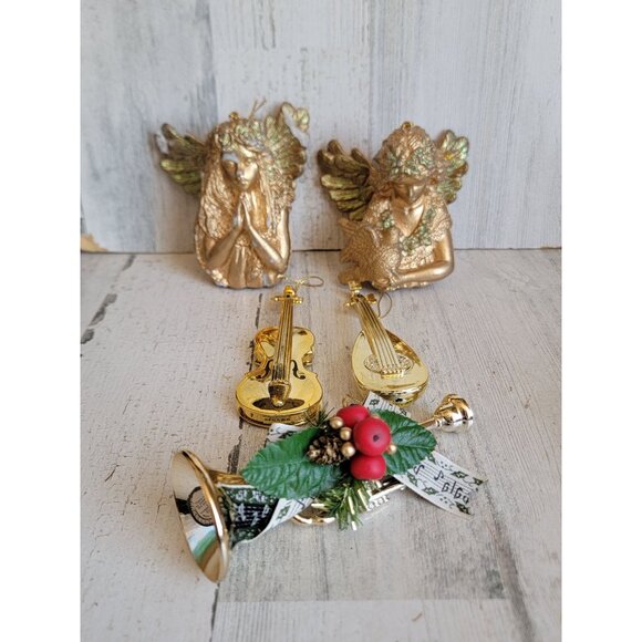 Angel instruments guitar religious ornament Xmas set unique - Picture 1 of 8